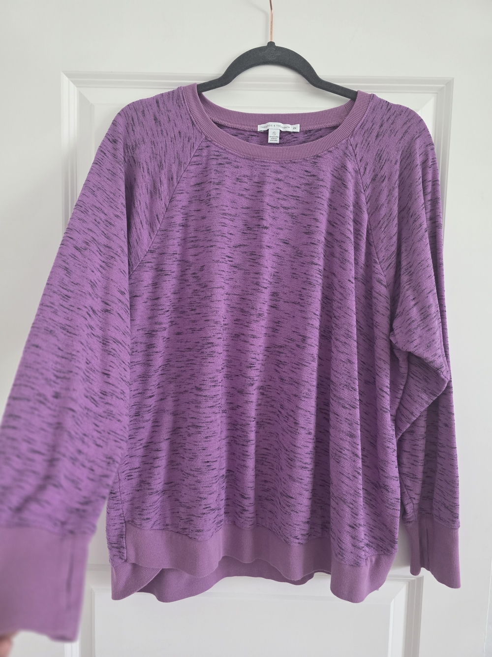 Threads 4 Thought Heathered Purple Pullover Organic Cotton. Plus Size 2x.